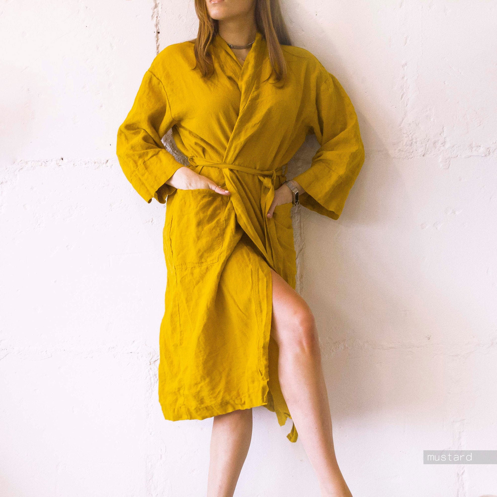 wrap linen robe, LINEN ROBE WOMEN, green linen dress, white linen dress, loose linen dress, mens linen robe, womens linen robe, Lenoklinen