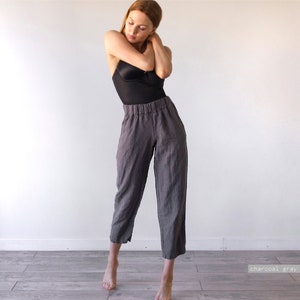 TROUSERS, regular pants, linen pants, wide leg pants, pajama pants, plus size high rise pants women, straight pants, linen for women, Len.Ok image 10