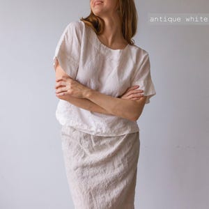Oversized Linen Top: Short Sleeve White Shirt image 6