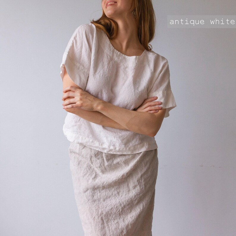 Oversized Linen Top: Short Sleeve White Shirt image 6