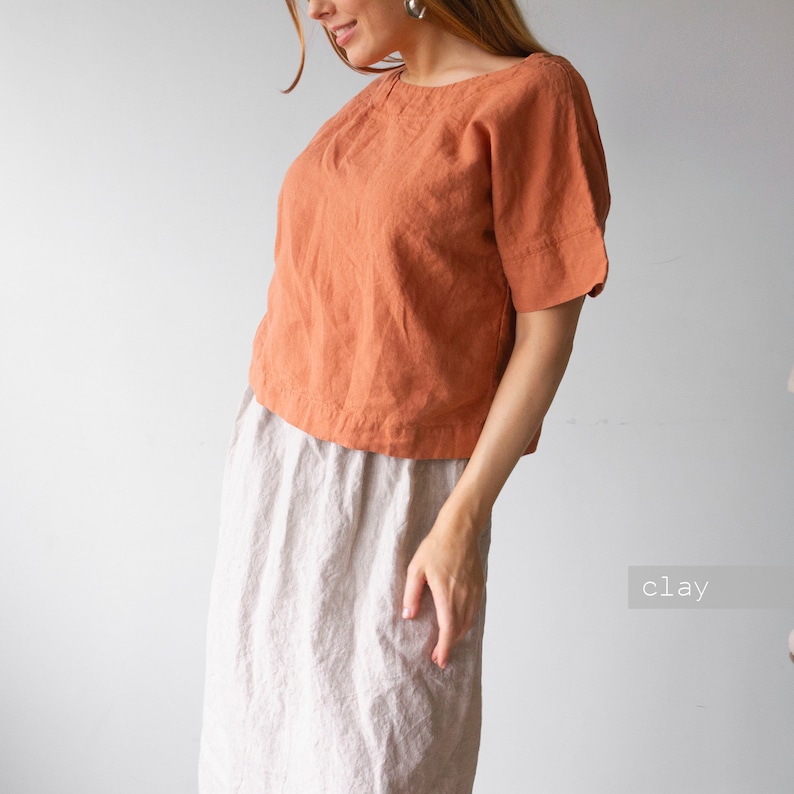 LINEN TSHIRT 100 linen linen tshirt women linen blouse Etsy