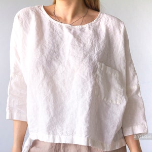 LINEN TOP Linen Blouse Linen Tunic Linen Clothing Linen - Etsy