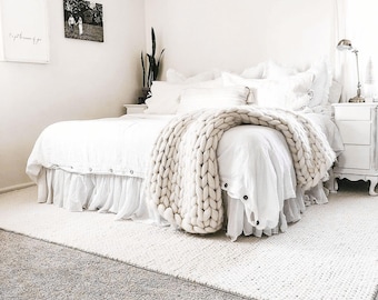 Washed Linen Bed Skirt: Ruffled Dust Ruffle, Custom Sizes