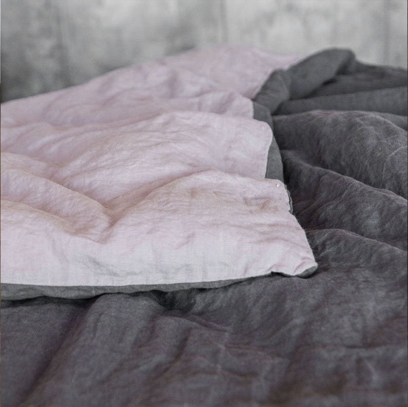 LINEN DUVET COVER two-sided , linen bedding duvet cover queen, linen duvet with ties, reversible cover queen , quilt comforter image 7