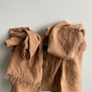 Linen Scarves in 31 colors, linen gift for her, natural lightweight linen unisex scarf, melange scarf, gray scarf, black scarf, brown scarf image 3