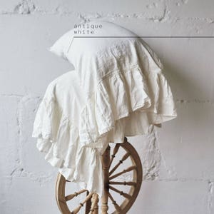 RUFFLED PILLOW CASE, linen pillow sham, farmhouse decor, farmhouse bedding, shabby chic bedding, linen pillow slipcover, ruffled bedding, image 5