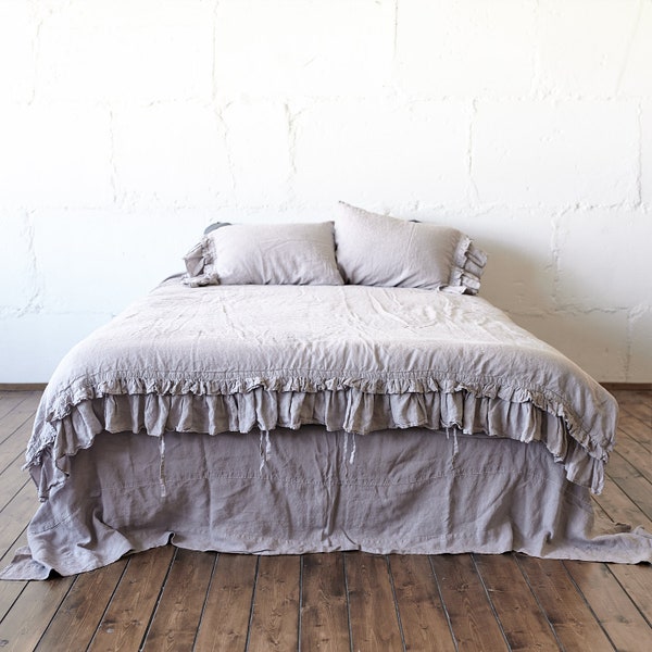 quilt DUVET COVER comforter RUFFLE duvet cover linen bedding comforter, linen duvet cover, comforter set, queen quilt  boho duvet cover