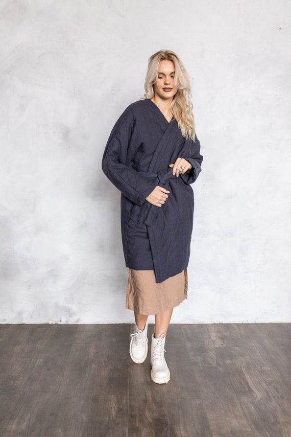 Linen Cardigan for Women - Linen Quilted Cardigan With