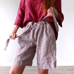 LINEN SHORTS WOMEN, natural linen shorts, linen shorts, womens linen shorts, linen shorts for men, 100% linen, linen organic clothing image 6