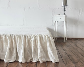 LINEN SKIRT bed skirt / Linen bedskirt / dust ruffle drop handmade of 100% linen / bed ruffle linen bad valance queen ruffle bed skirt