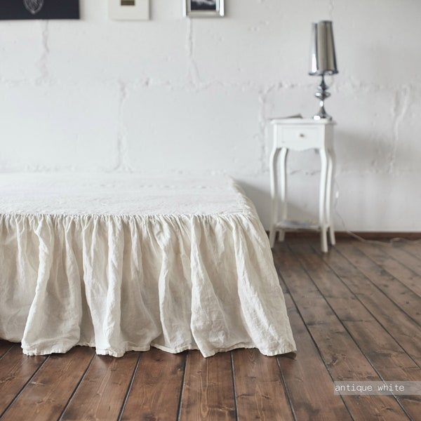 LINEN SKIRT bed skirt / Linen bedskirt / dust ruffle drop handmade of 100% linen / bed ruffle linen bad valance queen ruffle bed skirt