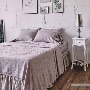 Linen FLAT SHEET, linen bed sheet, custom size linen bedding, stonewashed hand made linen bedding, Twin, Full, Queen, King flat sheet image 5