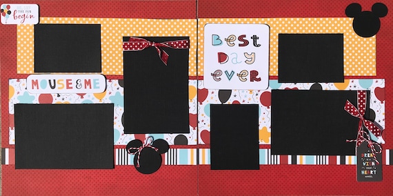 Ok, Let the Fun Begin Best Day Ever - Mouse and Me - Disney Inspired 2 page Scrapbooking Layout Kit or Premade Scrapbooking Pages