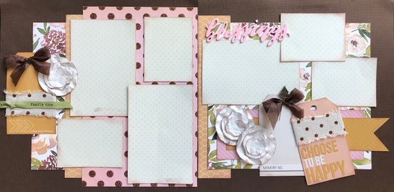 Blessings - Choose to Be Happy 2 Page Scrapbooking Layout Kit or Premade Scrapbooking Pages