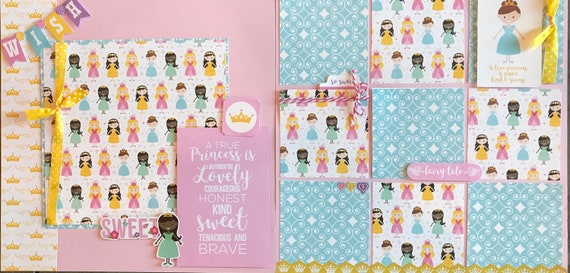 A True Princess is Authentic, Lovely, Courageous, Honest...2 page scrapbooking layout kit or Premade Scrapbooking Pages