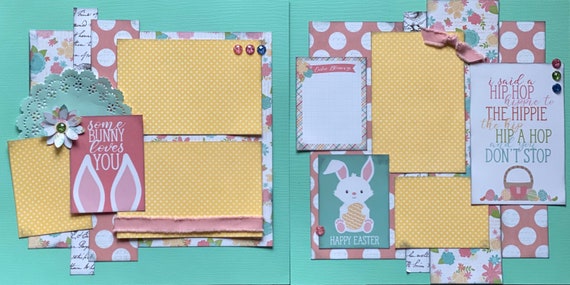 Some Bunny Loves You 2 Page Scrapbooking Layout Kit or Premade Scrapbooking Pages