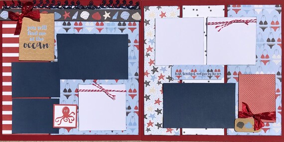 You'll Find me at the Ocean 2 page scrapbooking layout Kit or Premade Scrapbooking Pages
