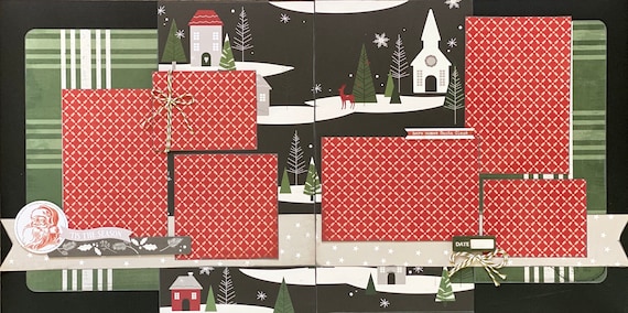 Here Comes Santa Claus - Tis the Season 2 Page Scrapbooking layout Kit or Premade Scrapbooking Pages