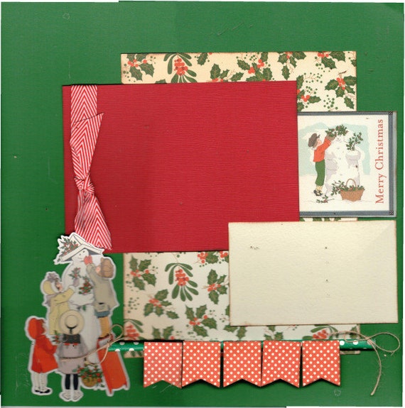 Merry Christmas, Snowman, 2 Page Scrapbooking Layout Kit