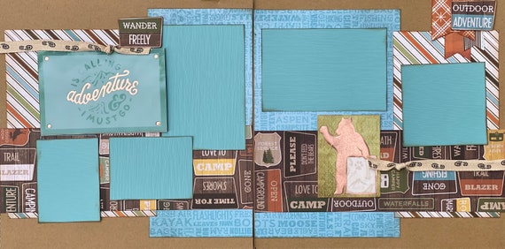 Adventure is Calling and I Must Go! 2 page Scrapbooking Layout Kit or Premade Scrapbooking Pages