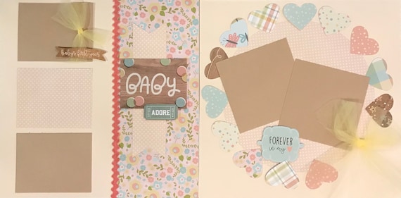 BABY - Adore / Forever in My Heart 2 page Scrapbooking Layout Kit or Pre Made Pages