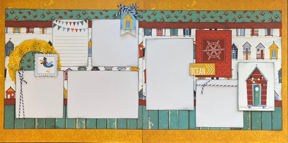 You'll Find me at the Ocean 2 page scrapbooking layout Kit or Premade Scrapbooking Pages