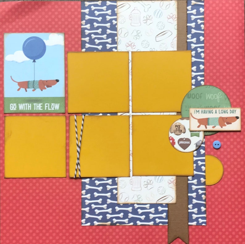 Go with the Flow 2 Page Scrapbooking Layout Kit or Premade Scrapbooking Pages Think Pawsitive