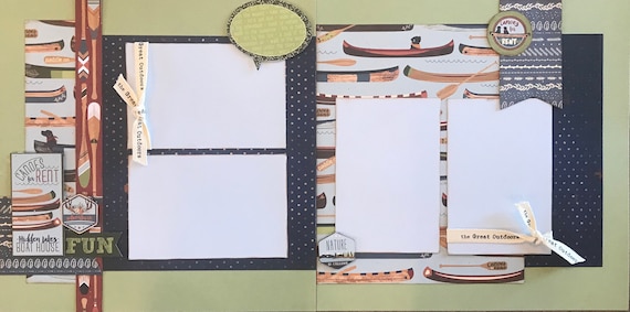 Canoe For Rent - Fun Adventure 2 page Scrapbooking Layout Kit or Premade Scrapbooking Pages
