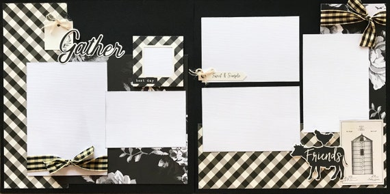 Gather Friends 2 Page Scrapbooking Layout Kit or Pre Made Scrapbooking Page
