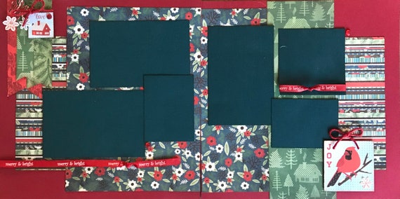 Merry and Bright - Love - Joy 2 page Scrapbooking Layout Kit or Premade Scrapbooking Pages