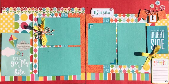 Let's Go Fly a Kite and Send it Soaring... 2 Page Scrapbooking Layout Kit or Premade Scrapbooking Pages
