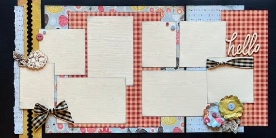 Hello - 2 Page Scrapbooking Layout Kit or Premade Scrapbooking Pages