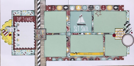 Lost at Sea - Set Sail 2 page scrapbooking layout Kit or Premade Scrapbooking Pages