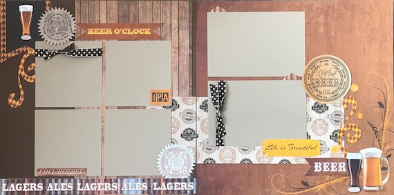 Beer'O'Clock 2 Page Scrapbooking Layout Kit or Premade Scrapbooking Pages