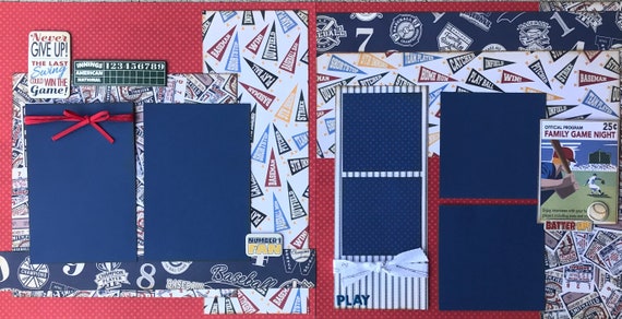Never Give Up! The Last Swing Could Win the Game - Baseball 2 Page Scrapbooking Layout Kit or Premade Pages