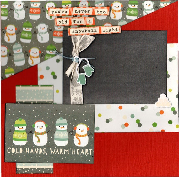 You're Never too Old for a Snowball Fight - Cold Hands, Warm 2 Page Winter Scrapbooking Layout Kit