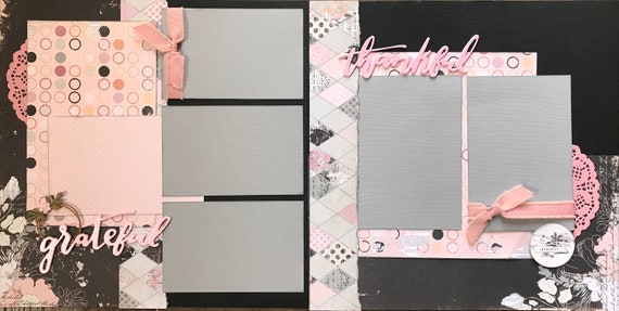 Grateful and Thankful 2 Page Scrapbooking Layout Kit or Pre Made Scrapbooking Pages