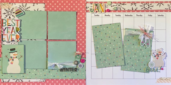 January Calendar Kit - 2 Page Scrapbooking Layout Kit