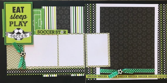Eat, Sleep and Play Soccer, 2 Page Scrapbooking Layout Kit or Premade Scrapbooking Pages