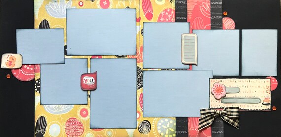 You, General, Bright and Modern 2 page Scrapbooking Layout Kit or Scrapbooking Premade Pages