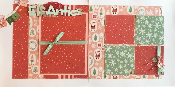 Elf Antics - Christmas 2 page Scrapbooking Layout Kit or Premade Scrapbooking Pages