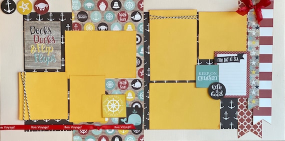 Decks, Docks and Flip Flops - Keep On Crusin' 2 page scrapbooking layout Kit or Premade Scrapbooking Pages