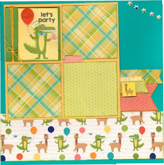 Let's Party! Llama , 2 Page Scrapbooking layout KIt