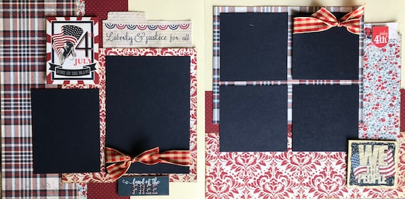Fourth of July - Home of the Brave / We the People 2 Page Scrapbooking Layout Kit or Pre Made Pages
