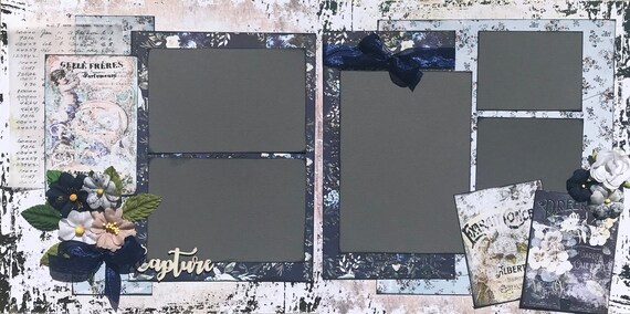 Capture - Feminine Themed 2 Page Scrapbooking Layout Kit or Premade Scrapbooking Pages