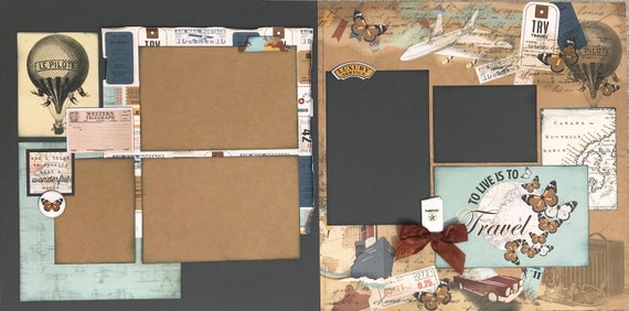 And I Think to Myself What a Beautiful World - Travel 2 page Scrapbooking layout kit or Premade Scrapbooking Pages