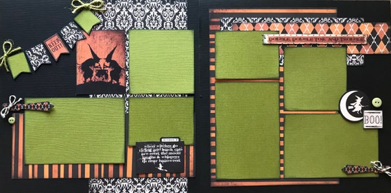 Double Double Toil and Trouble - Halloween 2 Page Scrapbooking Layout Kit or Premade Scrapbooking Pages