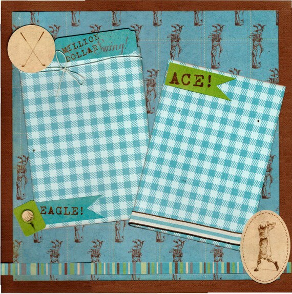Million Dollar Swing / Woods and Irons Golf theme 2 page scrapooking layout kit