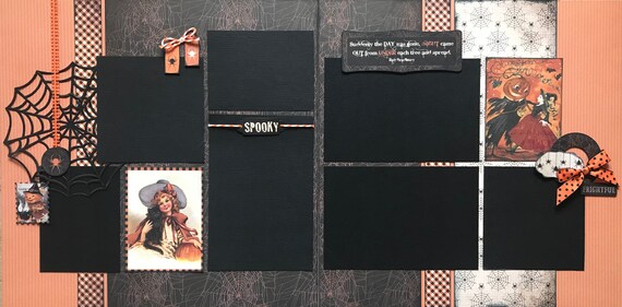 Spooky Frightful - Happy Halloween 2 Page Scrapbooking Layout Kit or Premade Scrapbooking Pages