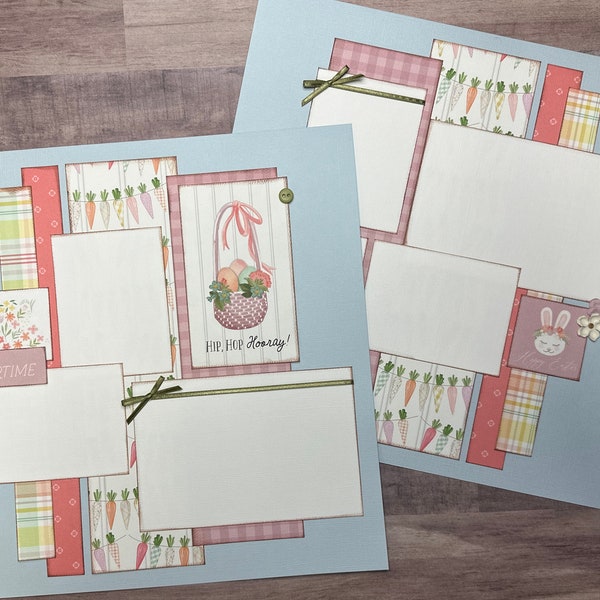 Hoppin' Down The Bunny Trail, Easter Themed 2 Page Scrapbooking Layout Kit, DIY Easter Scrapbooking Craft Kit, do it yourself easter craft